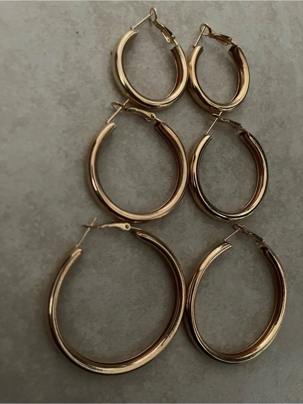 Classic Gold Tone Chunky Hoop Earrings - Set of Three Sizes